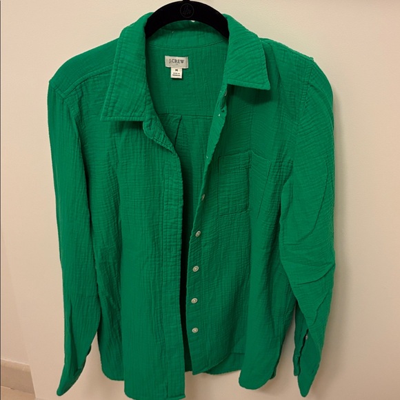 J.Crew Gauze button up shirt Medium Kelly Green - Picture 3 of 4